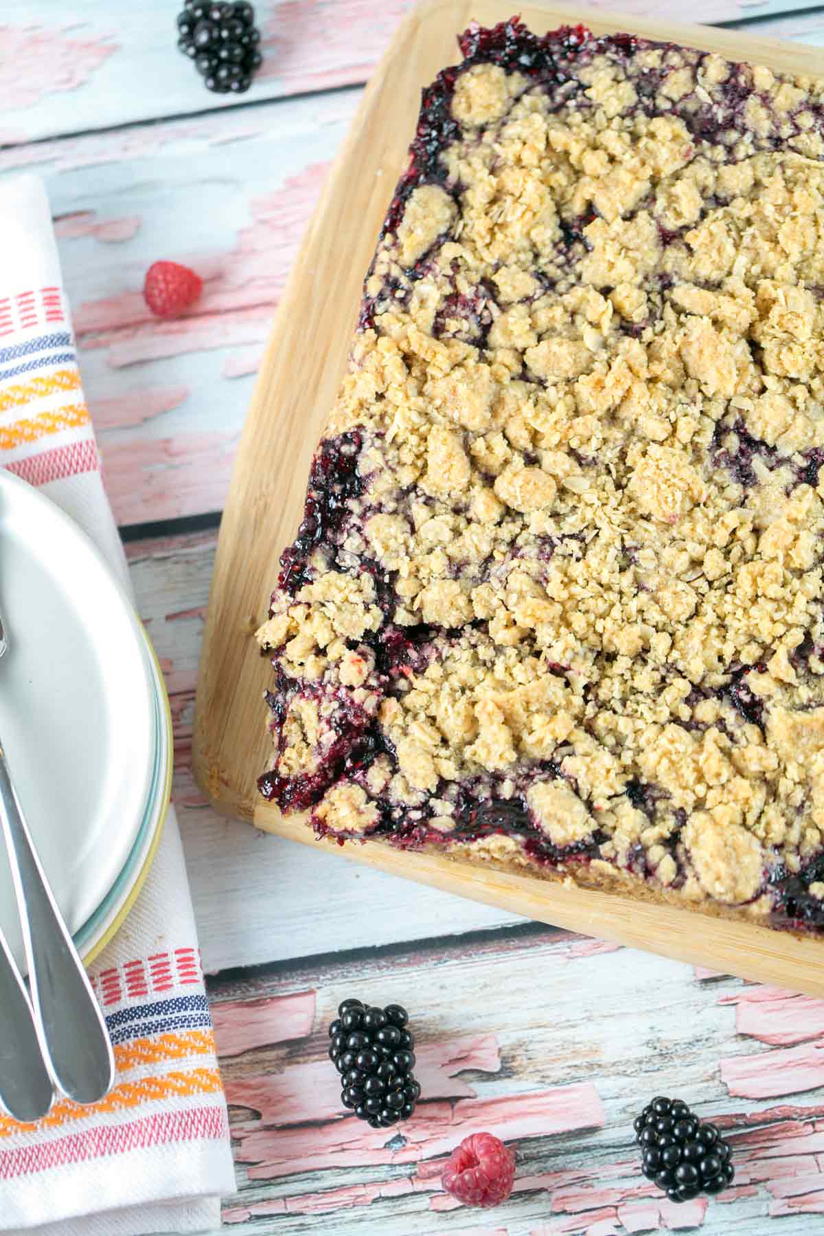 unsliced homemade jam bars on a cutting board