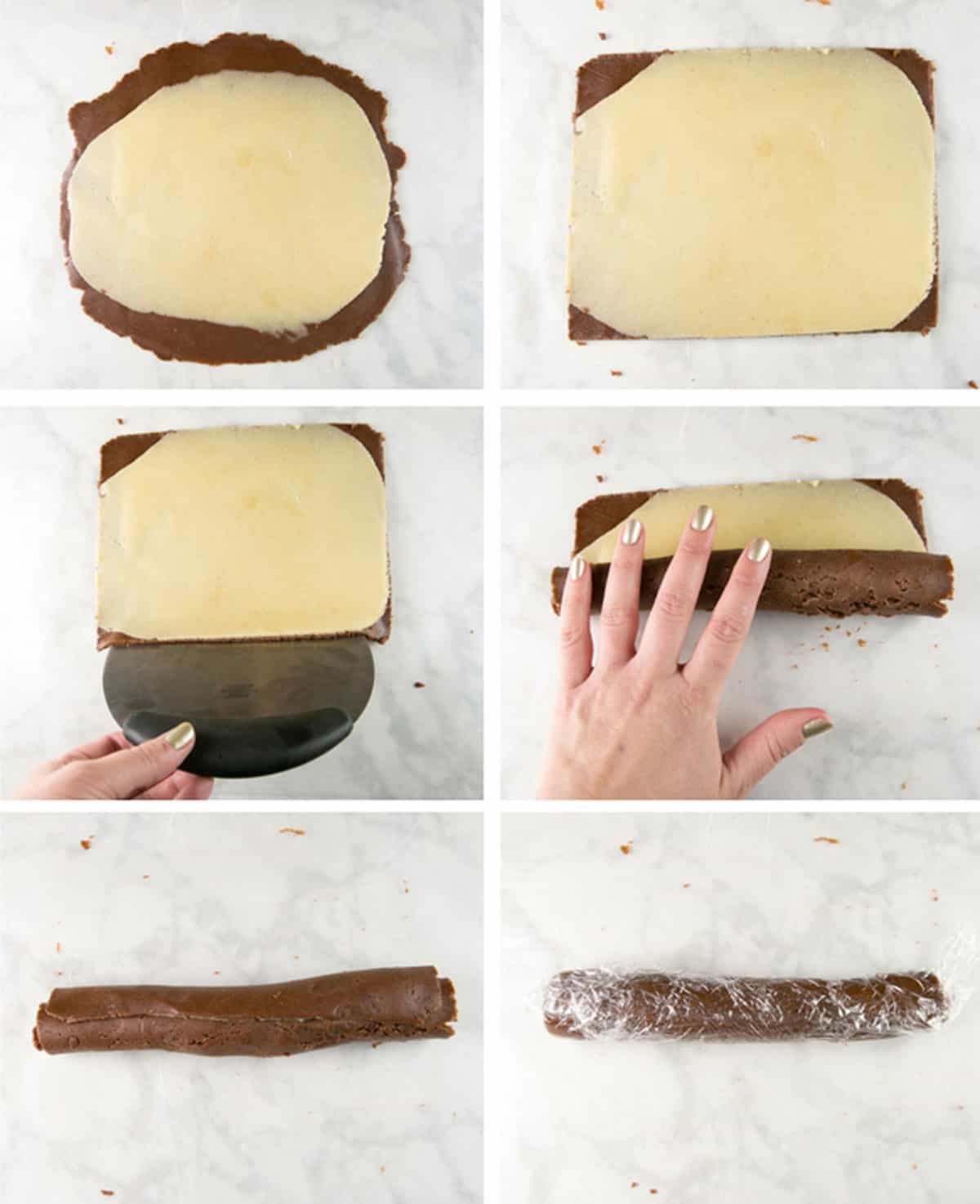 step by step photo instructions for rolling pinwheel cookies