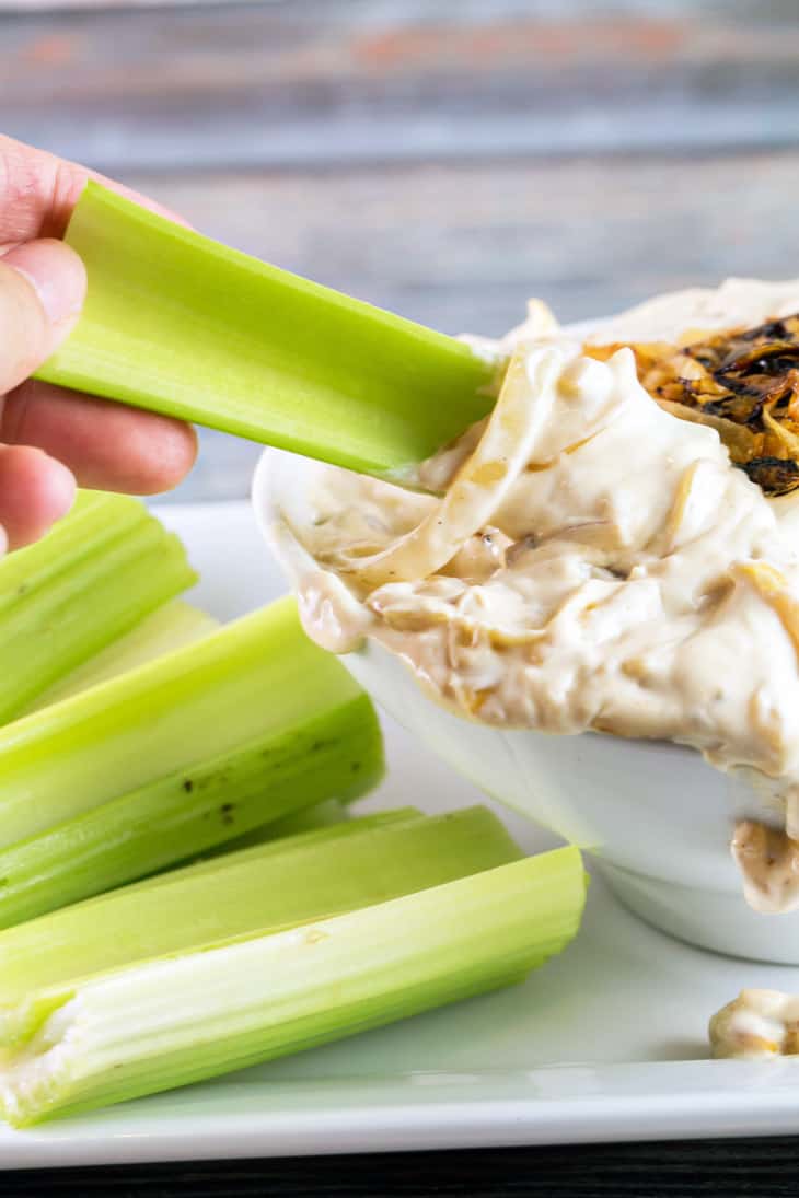 Caramelized Onion Dip: Skip the canned onion dip and make your own from scratch. Slowly caramelized onions mixed with cream cheese, sour cream, and mayonnaise combine to make the ultimate party dip. {Bunsen Burner Bakery}