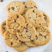 Soft and Chewy Chocolate Chip Cookies: mixed in one bowl with no refrigeration step before baking, these easy chocolate chip cookies are a crowd-pleasing favorite! {Bunsen Burner Bakery}