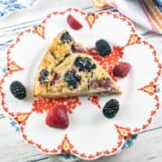 Strawberry Blackberry Clafoutis: This easy clafoutis is made in the blender and highlights fresh summer produce. Serve plain for brunch or top with ice cream for dessert! {Bunsen Burner Bakery}