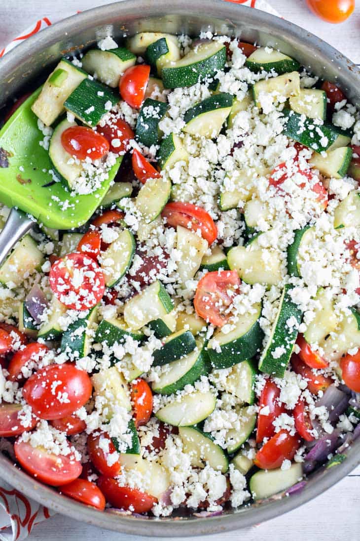 mexican zucchini mixed with cotija cheese and cilantro