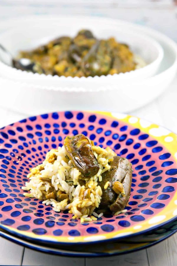 Eggplant Curry with Coconut Milk: vegan and gluten free, this 30-minute meal is the answer to getting out of your weeknight cooking rut. #bunsenburnerbakery #curry #eggplant #glutenfree #vegan