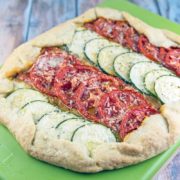 Tomato and Zucchini Galette: a rustic pie with sun-dried tomato pesto, highlighting fresh summer tomatoes and zucchinis. {Bunsen Burner Bakery}