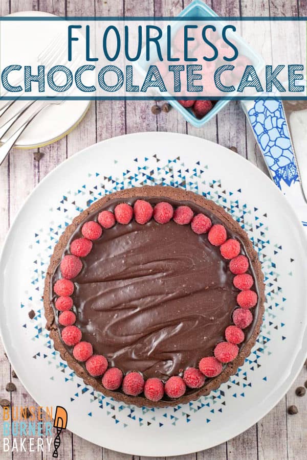 Flourless Chocolate Cake: A rich, mix by hand in one bowl flourless chocolate cake covered with chocolate ganache, perfect for Passover, a gluten-free birthday cake, or just because it’s a Tuesday.