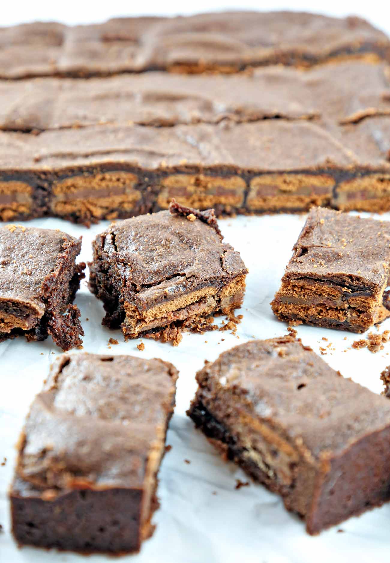 Tim Tam Brownies: extra chocolatey brownies with an unexpected crunch, mixed by hand in one bowl. {Bunsen Burner Bakery}