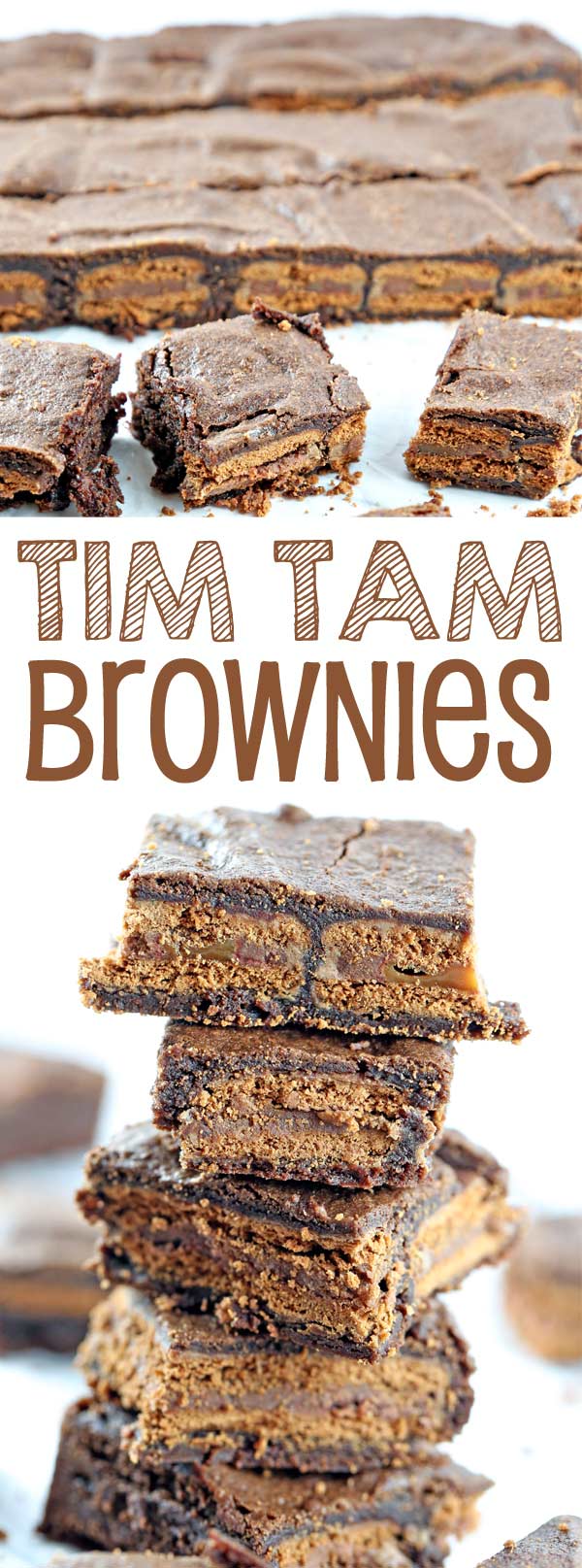 Tim Tam Brownies: extra chocolatey brownies with an unexpected crunch, mixed by hand in one bowl. {Bunsen Burner Bakery}