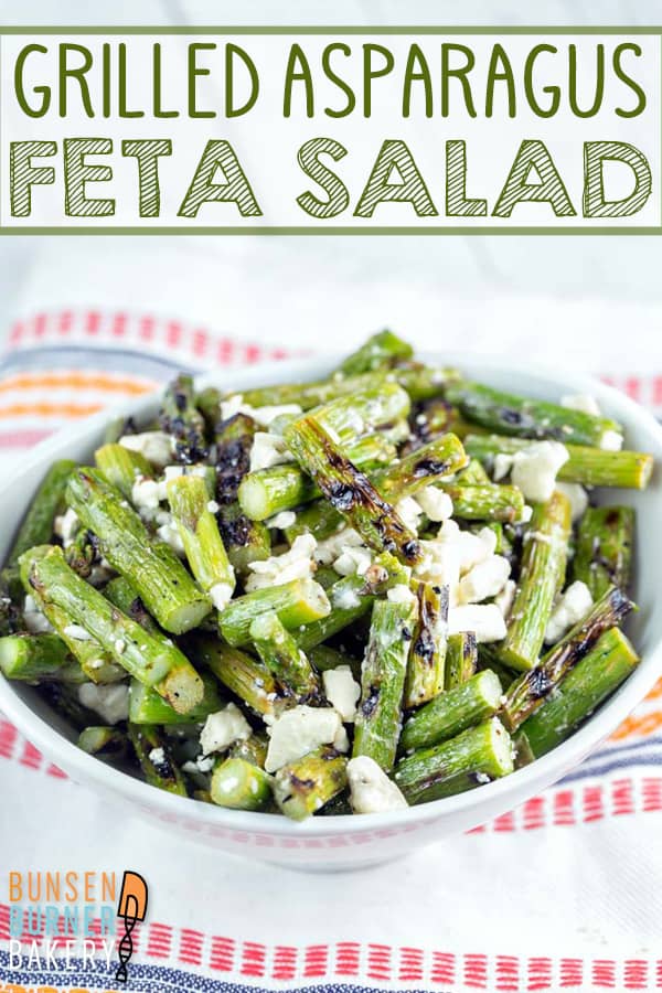 Grilled Asparagus Salad: delicious warm or cold, the combination of grilled asparagus with lemon and feta is sure to become one of your favorite summer recipes.