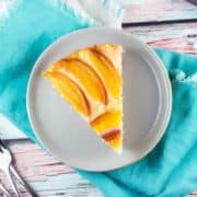 slice of nectarine upside down cake on a dessert plate