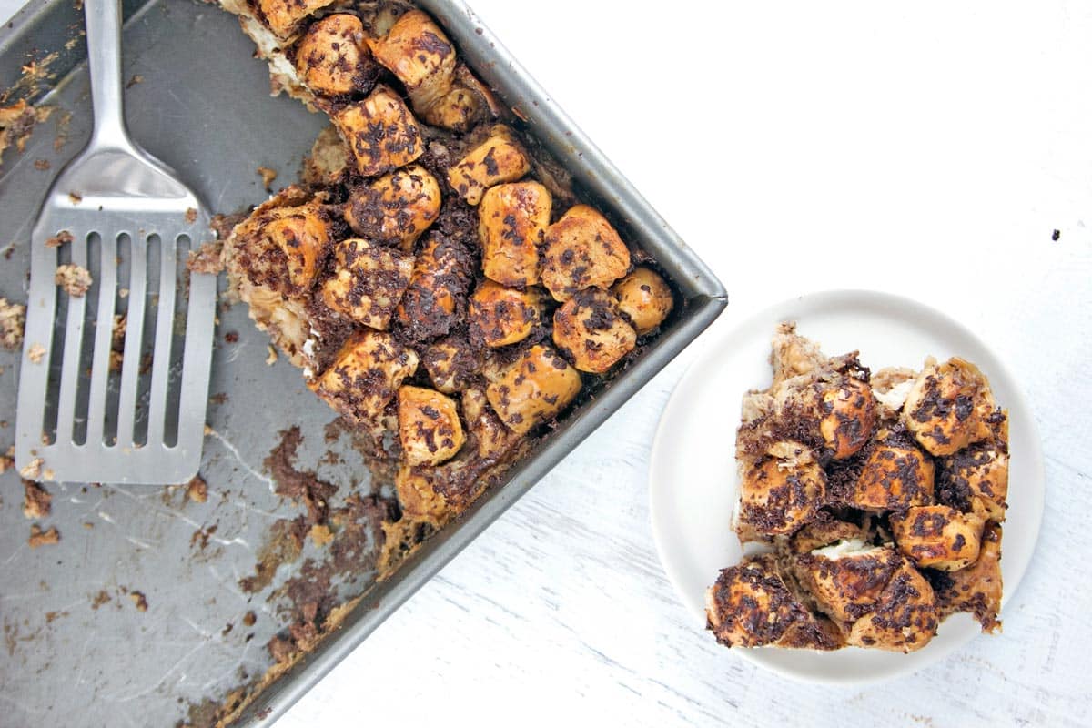 Chocolate Bourbon Soft Pretzel Bread Pudding: sweet and salty, crunchy and soft - an unexpected twist on a crowd-pleasing dessert. {Bunsen Burner Bakery}