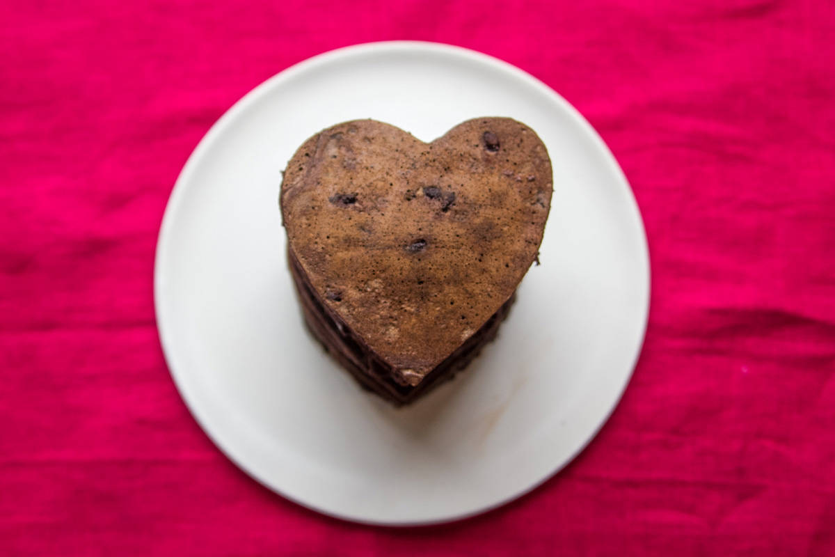 Chocolate Pancakes with Peanut Butter Ganache: Show someone you love them with this decadent breakfast. {Bunsen Burner Bakery}