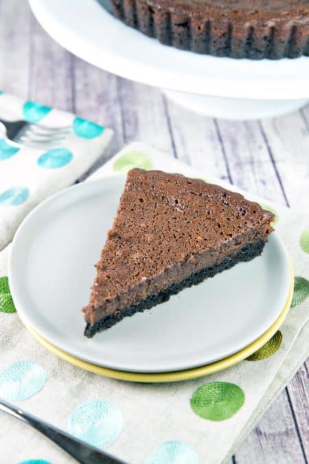 Chocolate Buttermilk Pie: sweet, custardy, and insanely chocolatey. This pie is worthy of a special event, but easy enough for a Tuesday. {Bunsen Burner Bakery} #pie #chocolatepie #buttermilkpie #oreocrust