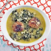 Italian Wedding Soup: a delicious, comforting favorite, made with things already found in your freezer and pantry. #bunsenburnerbakery #soup #italianweddingsoup #meatballs