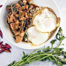 Thai Chicken with Holy Basil (pa kra pao gai): Stir fried chicken and holy basil combine quickly into a delicious sweet and spicy dish -- Thailand's most popular street food! {Bunsen Burner Bakery}