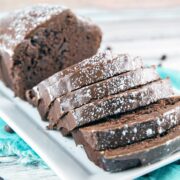 slices of chocolate bread with chocolate glaze