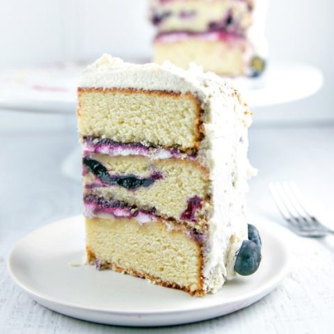 Vanilla Layer Cake with Blueberry Cardamom Curd