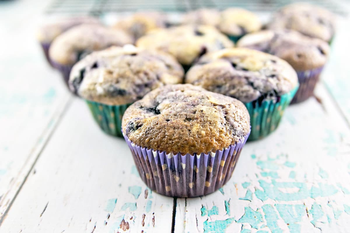 Blueberry Muffins: big bakery-style, sugar coated, traditional and delicious muffins! {Bunsen Burner Bakery}