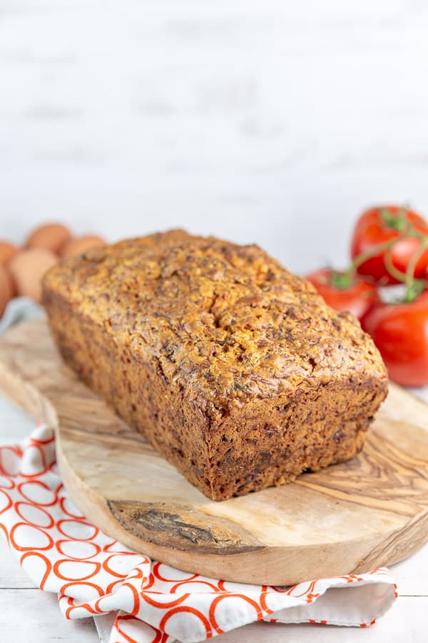 whole loaf of savory tomato quick bread