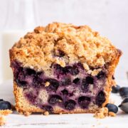 blueberry pie quick bread filled with fresh blueberries