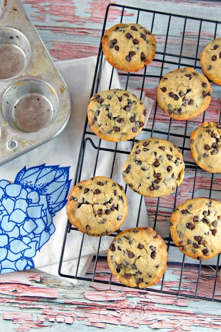 Chocolate Chip Banana Bread Muffins: one bowl, mix by hand, muffins reminiscent of your favorite banana bread. {Bunsen Burner Bakery}