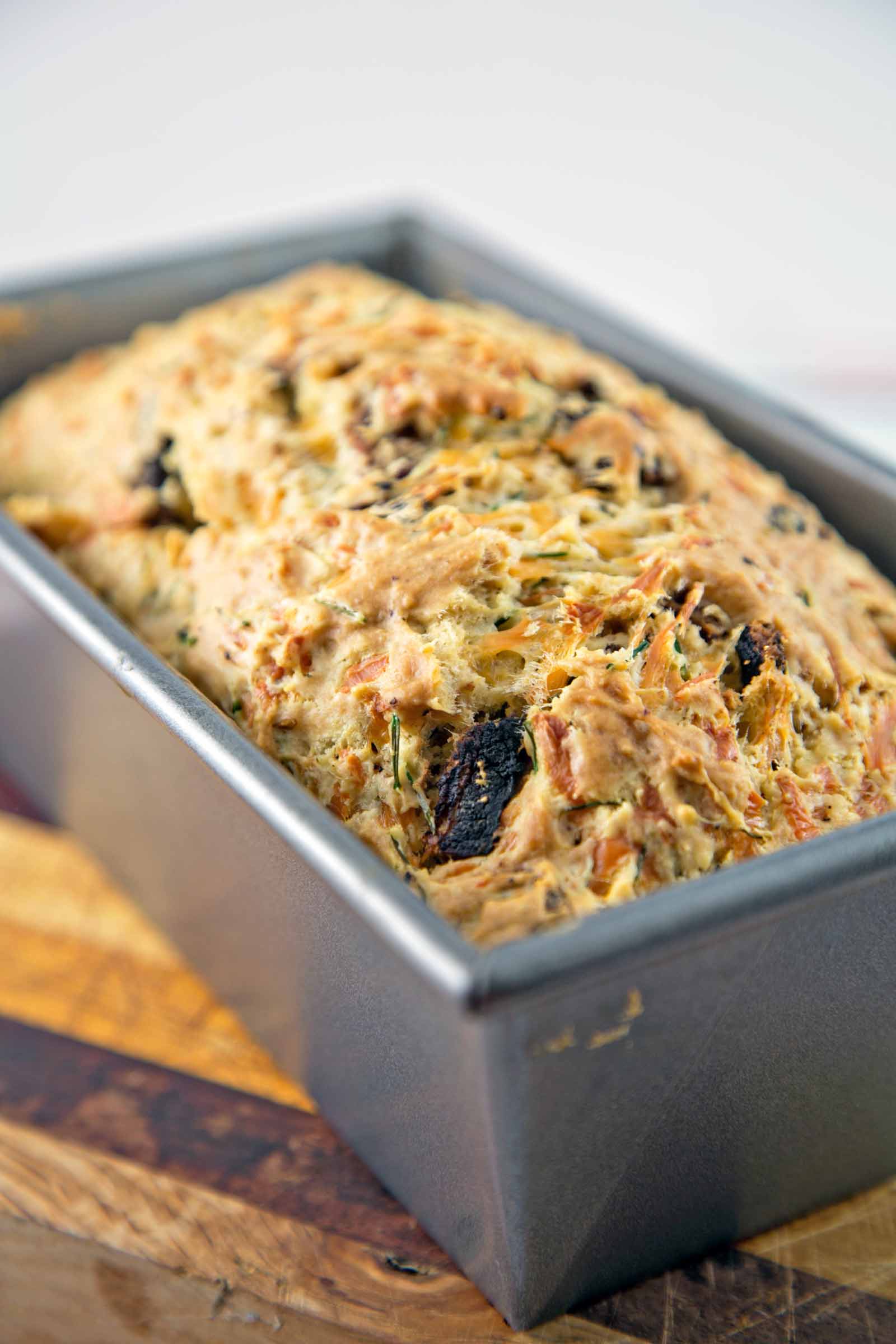 Bacon Cheddar Chive Bread: an easy quick bread, full of smoky bacon, grated cheddar, and fresh chives. {Bunsen Burner Bakery}