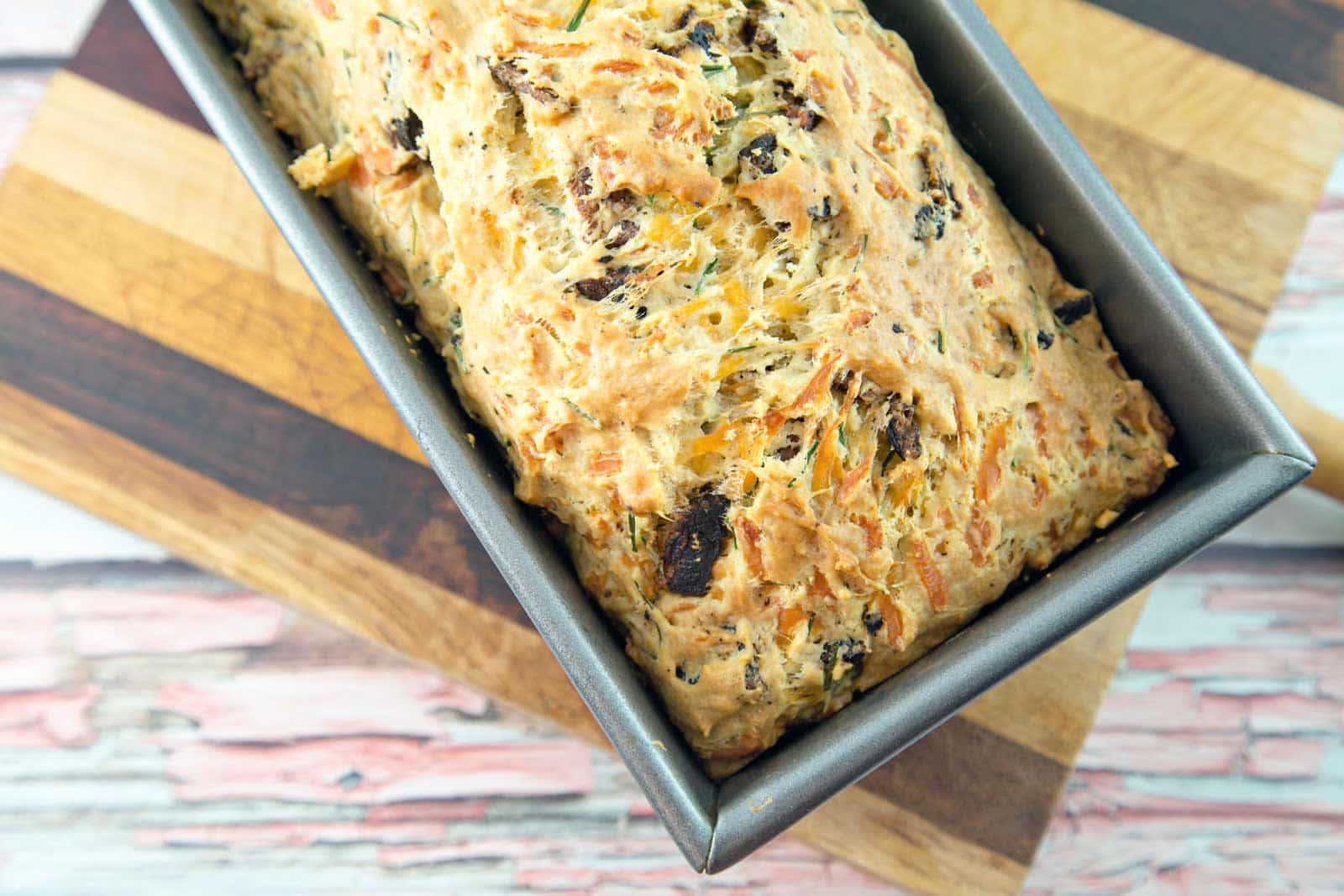 Bacon Cheddar Chive Bread: an easy quick bread, full of smoky bacon, grated cheddar, and fresh chives. {Bunsen Burner Bakery}
