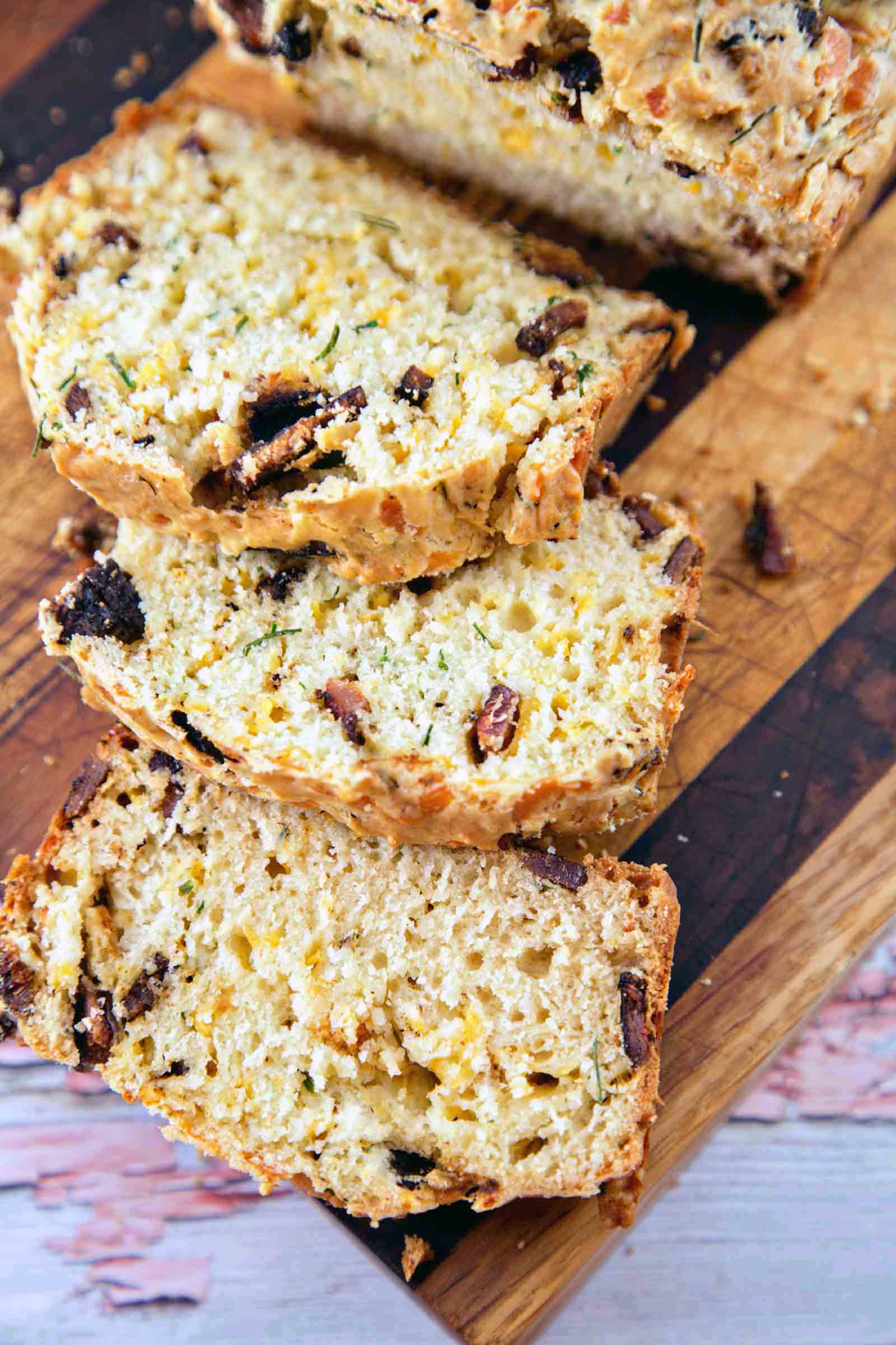 Bacon Cheddar Chive Bread: an easy quick bread, full of smoky bacon, grated cheddar, and fresh chives. {Bunsen Burner Bakery}