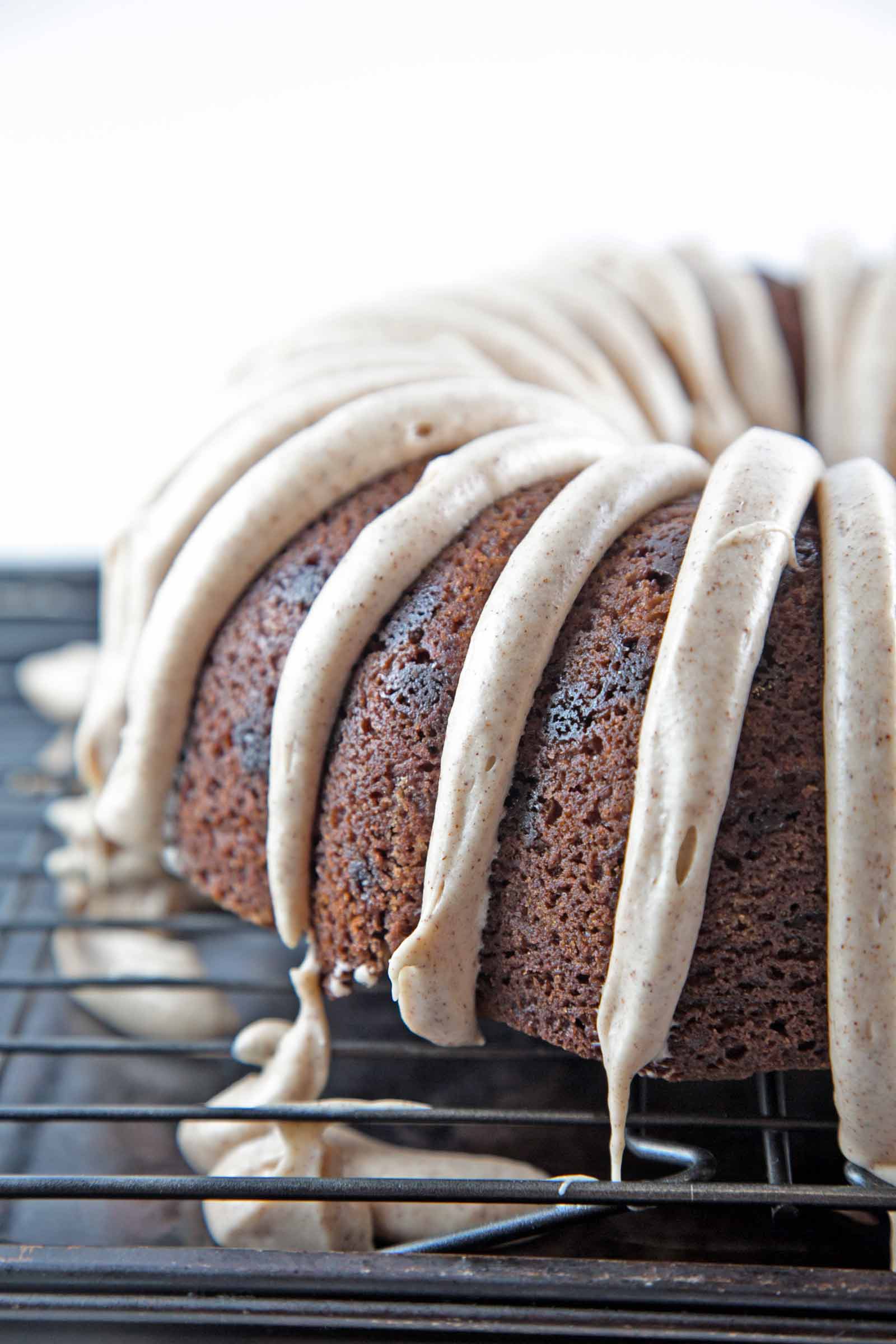 Cinnamon Swirl Bundt Cake: one bowl, whisk by hand, with cinnamon cream cheese frosting. Plus tips for the BEST cake from a boxed cake mix! {Bunsen Burner Bakery}