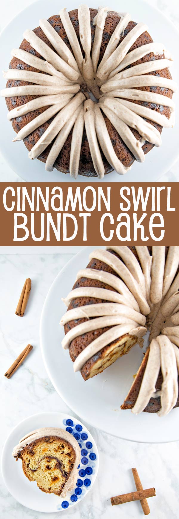 Cinnamon Swirl Bundt Cake: one bowl, whisk by hand, with cinnamon cream cheese frosting. Plus tips for the BEST cake from a boxed cake mix! {Bunsen Burner Bakery}