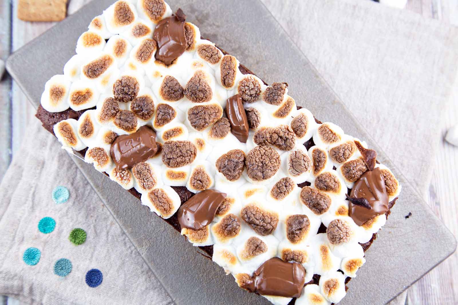 Small Batch S'mores Brownies: a graham cracker crust, rich decadent brownies, and broiled marshmallows - perfectly sized to feed four. {Bunsen Burner Bakery}