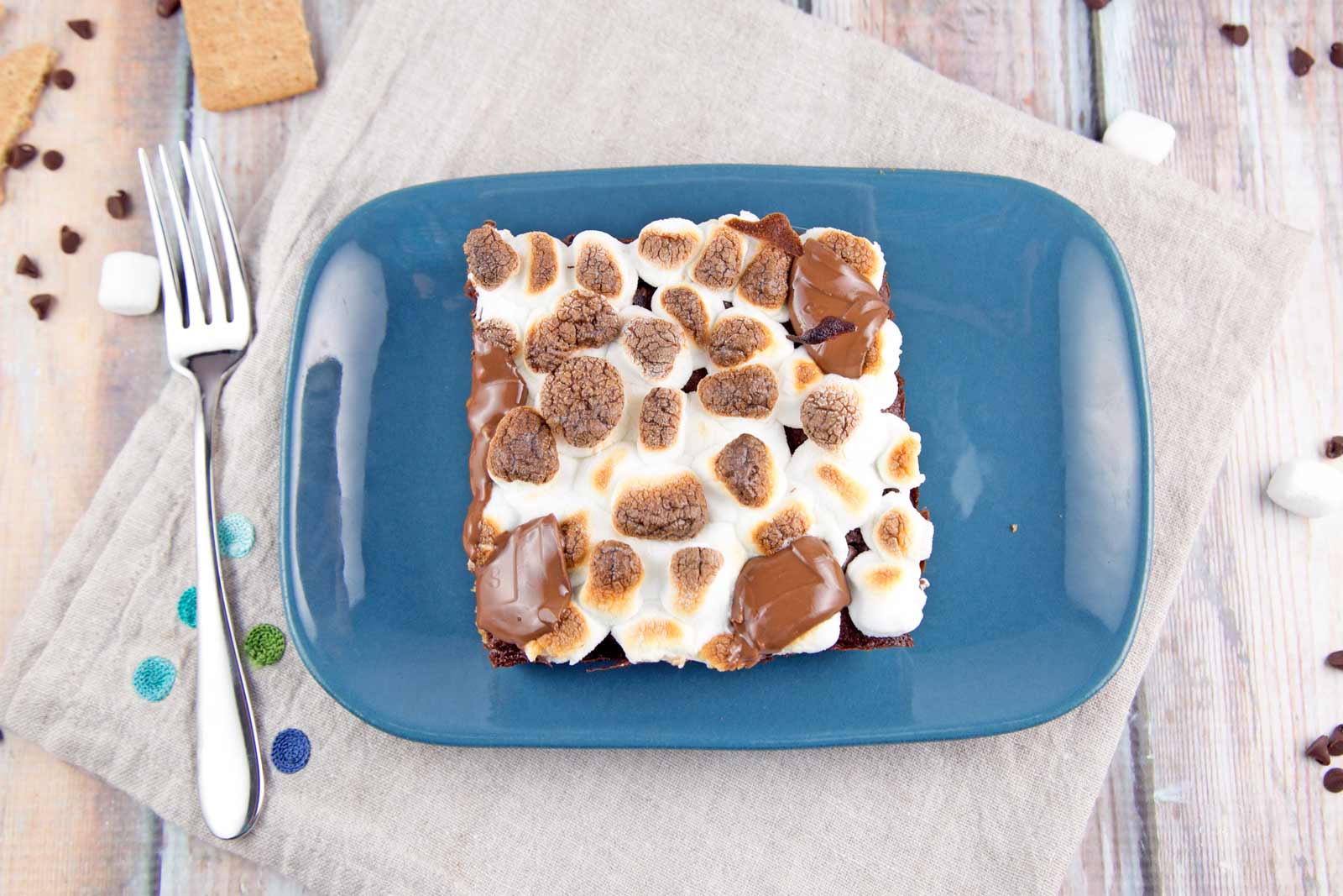 Small Batch S'mores Brownies: a graham cracker crust, rich decadent brownies, and broiled marshmallows - perfectly sized to feed four. {Bunsen Burner Bakery}