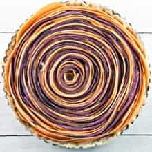 Spiral Sweet Potato Tart with Whipped Maple Ricotta: both delicious and beautiful enough to star at your next holiday dinner. #bunsenburnerbakery #sweetpotato #tart #Thanksgiving #vegetarian #glutenfree