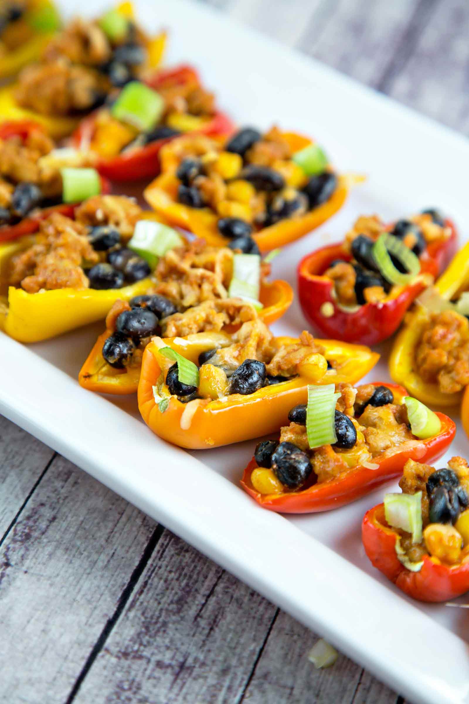 Taco Stuffed Mini Peppers: the perfect quick, easy, gluten-free, bite-sized party snack. {Bunsen Burner Bakery}