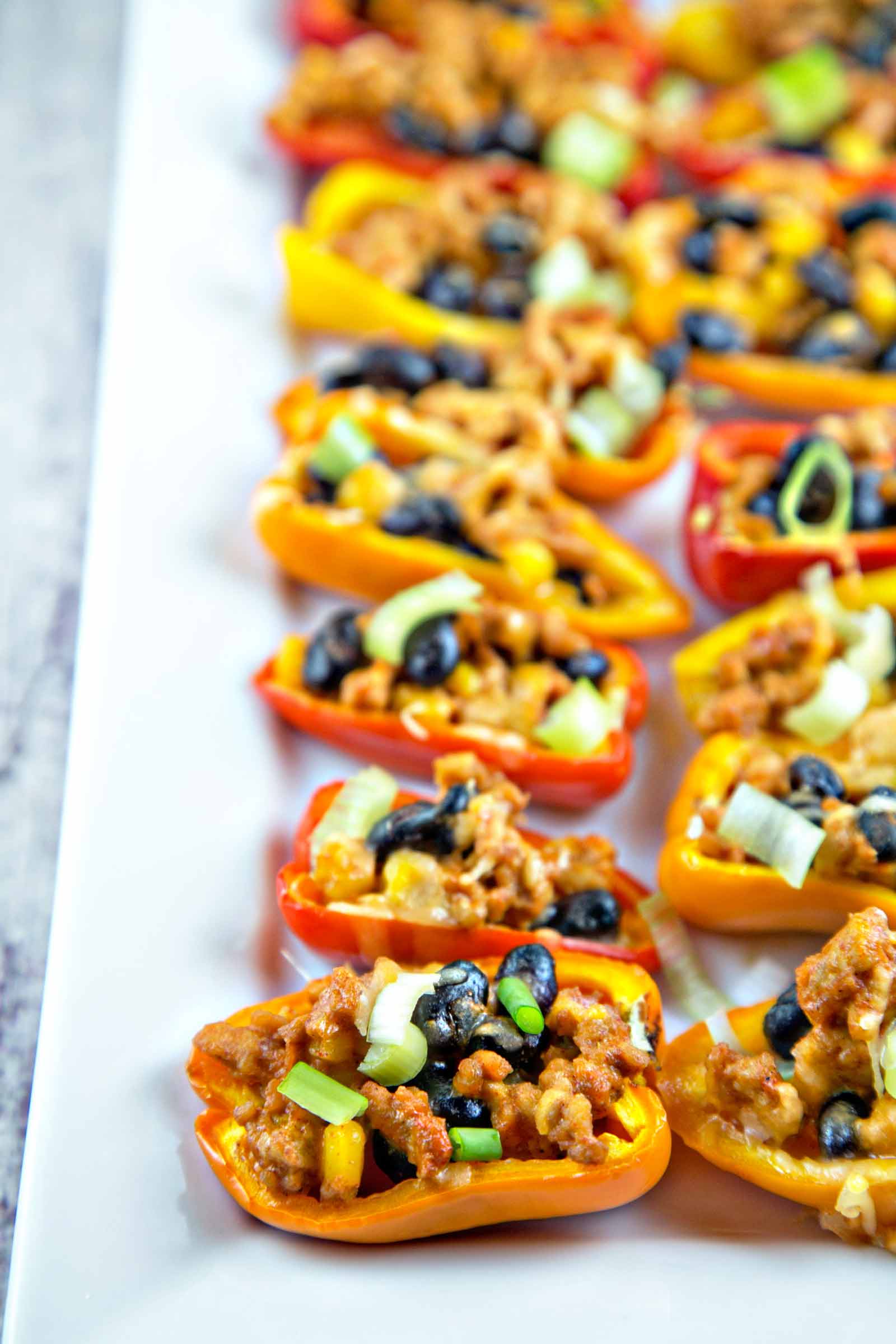 Taco Stuffed Mini Peppers: the perfect quick, easy, gluten-free, bite-sized party snack. {Bunsen Burner Bakery}