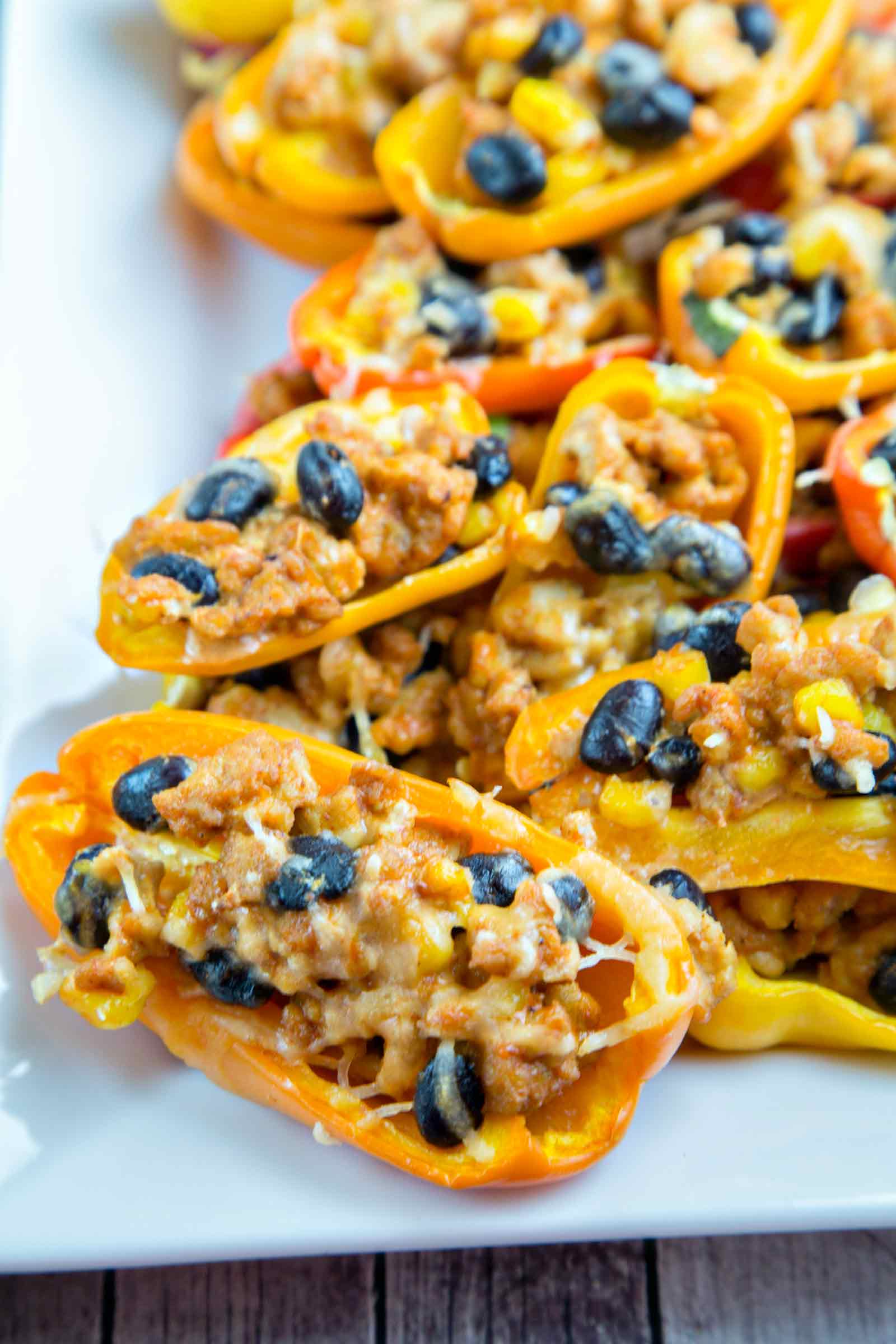 Taco Stuffed Mini Peppers: the perfect quick, easy, gluten-free, bite-sized party snack. {Bunsen Burner Bakery}