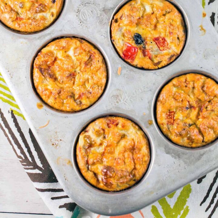 protein packed baked egg muffins with southwestern flavors in a muffin tin