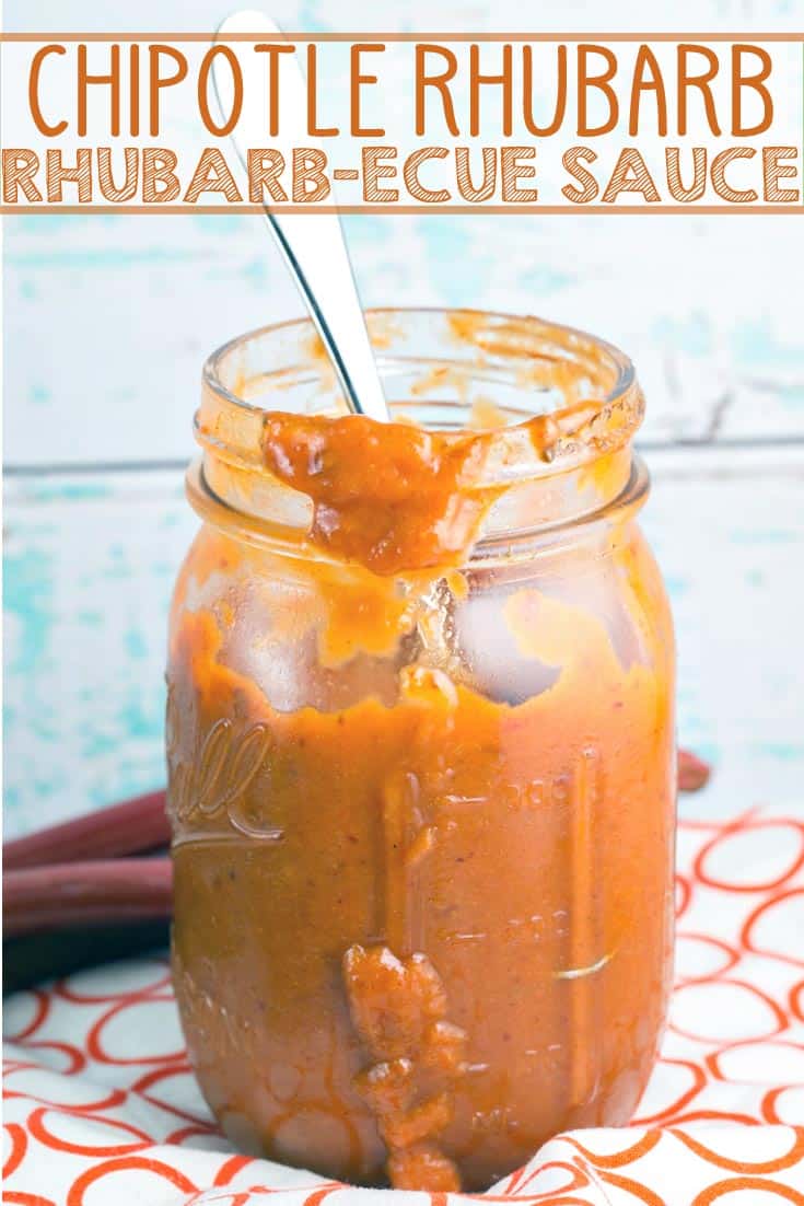 Chipotle Rhubarb BBQ Sauce: Elevate your summer grilling with homemade spicy chipotle rhubarb BBQ sauce, packed full of fresh rhubarb! #bunsenburnerbakery #rhubarb #bbqsauce #barbecuesauce #condiments