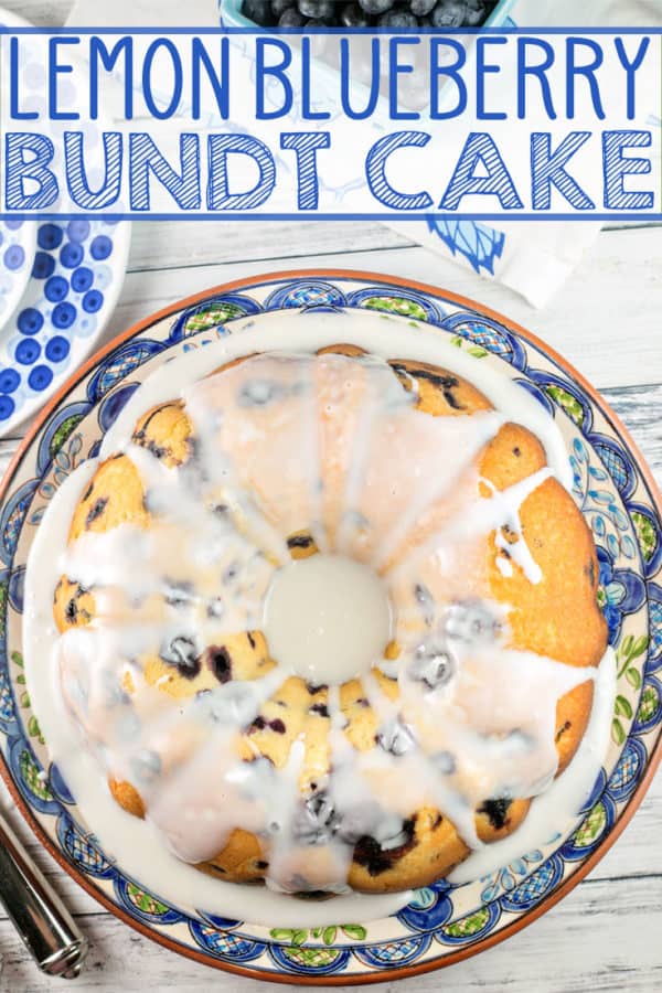 Lemon Blueberry Bundt Cake: the perfect vanilla pound cake, bursting with fresh blueberries and lemon zest, topped with a sweet lemon glaze. It's the perfect year-round treat! {Bunsen Burner Bakery} #cake #bundtcake #lemon #blueberries