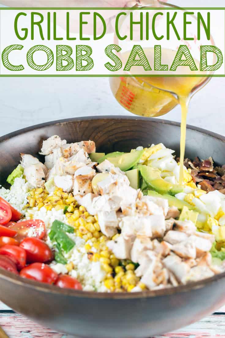 Grilled Chicken Cobb Salad: the perfect 20 minute meal to please the whole family! Easy, quick, and fully customizable, it should be a regular staple in your summer dinner rotation. {Bunsen Burner Bakery} #salad #cobbsalad #grilledchicken #chickensalad