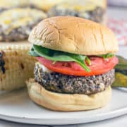 Mushroom Black Bean Burgers: Looking for the perfect veggie burger? Look no further than these gluten free mushroom black bean burgers. Sturdy enough to grill, but just as delicious cooked in a skillet. {Bunsen Burner Bakery}