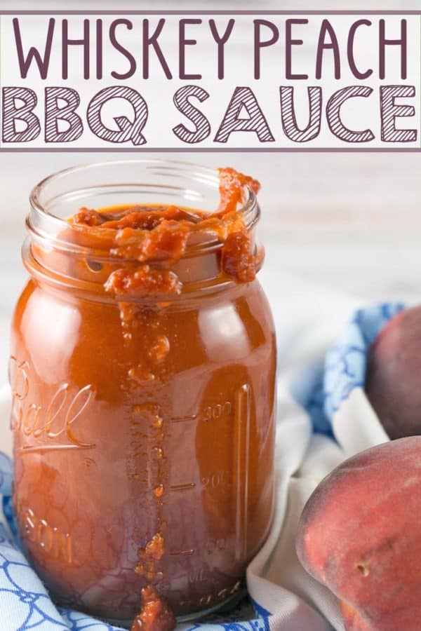 Spicy Whiskey Peach BBQ Sauce: Fresh peaches star in this easy, homemade barbeque sauce, perfect for grilling.  Delicious on pork, chicken, steak, salmon, and everything else you can grill!
