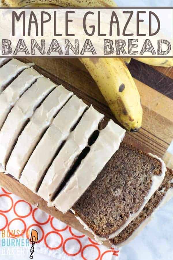 Maple Glazed Banana Bread: an extra moist, extra cinnamon-y banana bread, covered in a delicious maple glaze, made with real maple syrup. A delicious fall twist to a crowd-pleasing favorite.