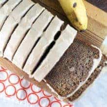 Maple Glazed Banana Bread: an extra moist, extra cinnamon-y banana bread, covered in a delicious maple glaze, made with real maple syrup. A delicious fall twist to a crowd-pleasing favorite. #bunsenburnerbakery #bananabread #maple #quickbread