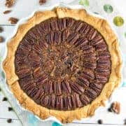 Chocolate Bourbon Pecan Pie: rich and decadent, this is an easy, crowd pleasing dessert, perfect for your holiday table... or any time of year! #bunsenburnerbakery #pie #pecanpie #chocolate #bourbon #Thanksgiving
