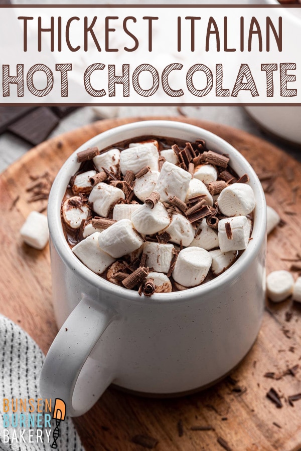 Thick Italian Hot Chocolate: The richest, most decadently thick hot chocolate imaginable. Filled with cocoa powder, chopped chocolate, and heavy cream, this is the ultimate cold-weather melted chocolate treat!
