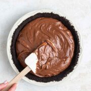 oreo cookie crust with a chocolate custard filling