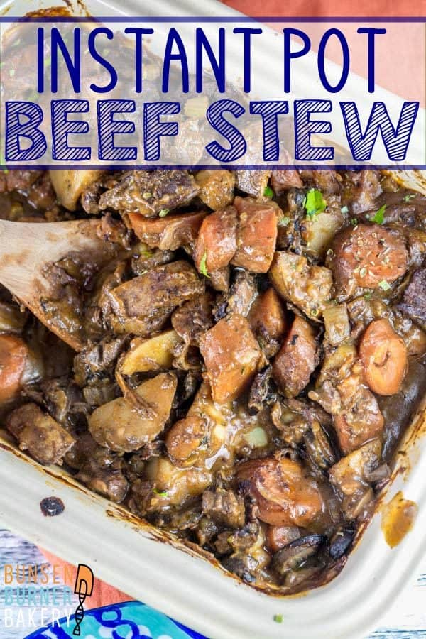 Easy Instant Pot Beef Stew: all the taste of all-day beef stew, ready in under an hour with your Instant Pot or pressure cooker. The perfect winter comfort food! 