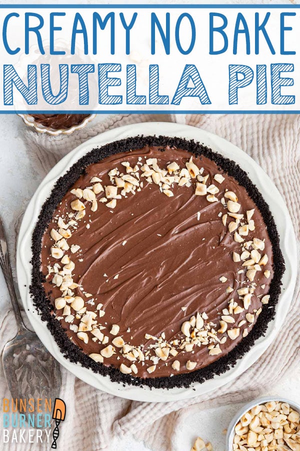 This four-ingredient no-bake Nutella pie recipe is SO EASY but still fancy enough for a special occasion.  With a chocolate Oreo crust and a 5-minute creamy, dreamy, chocolatey filling (with no cream cheese!) this will be one of your favorite recipes.