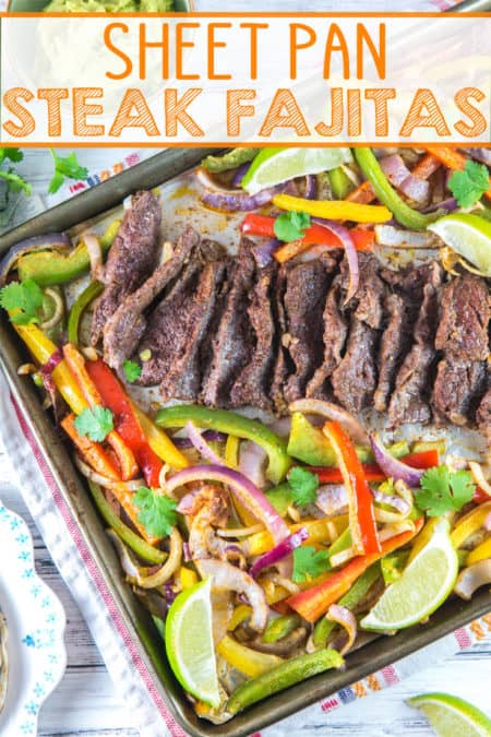 Sheet Pan Steak Fajitas: 20 minutes and one sheet pan are all you need for this easy make ahead weeknight dinner! 