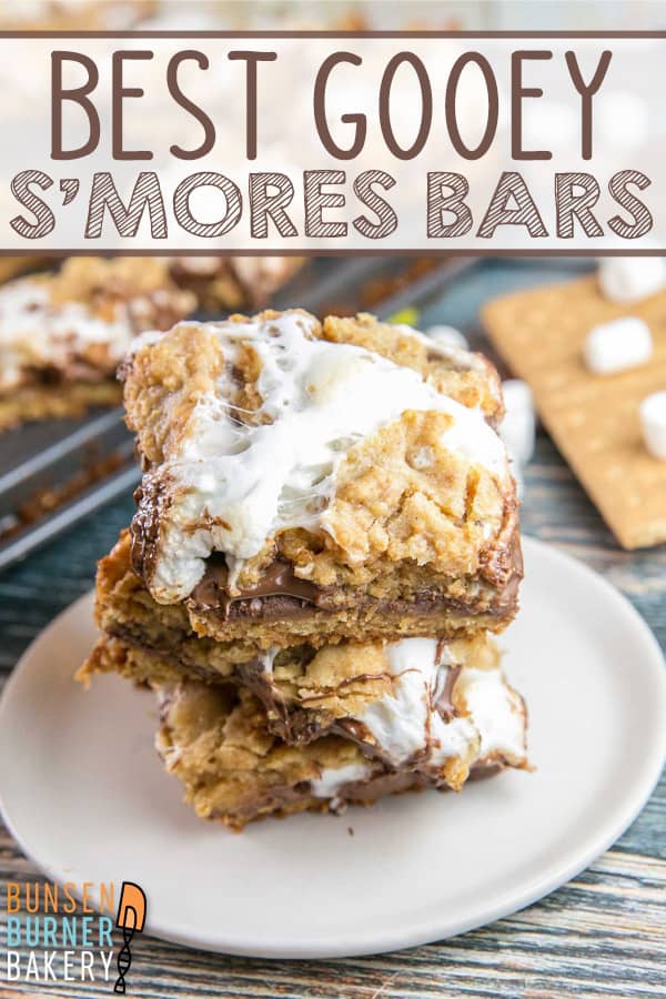 Gooey S'mores Bars: Make your s'mores easy to share and indoor appropriate by baking them in bar form with a layer of graham cracker cookie crust, melted chocolate, and sticky marshmallows.